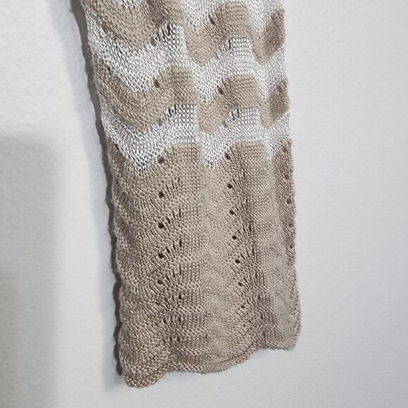 Ann Taylor LOFT Cardigan Sweater XS White Beige Chevron Open Front Open Knit - Picture 7 of 10